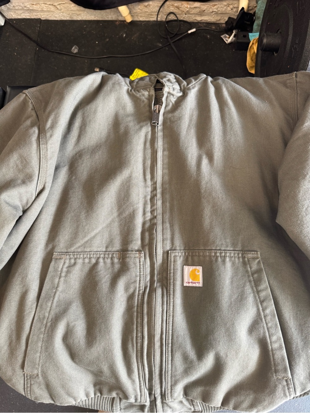 Carhartt Men’s Hooded Zip-Up Jacket in Olive Green